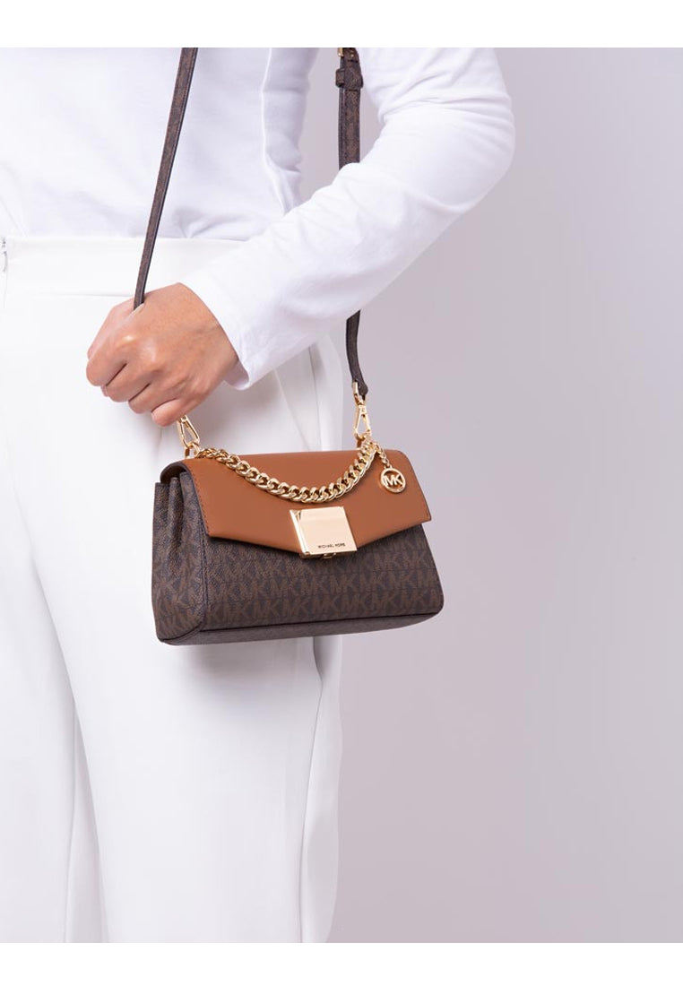 Michael Kors Lita Small Leather Crossbody Bag - Dark Brown/Brown