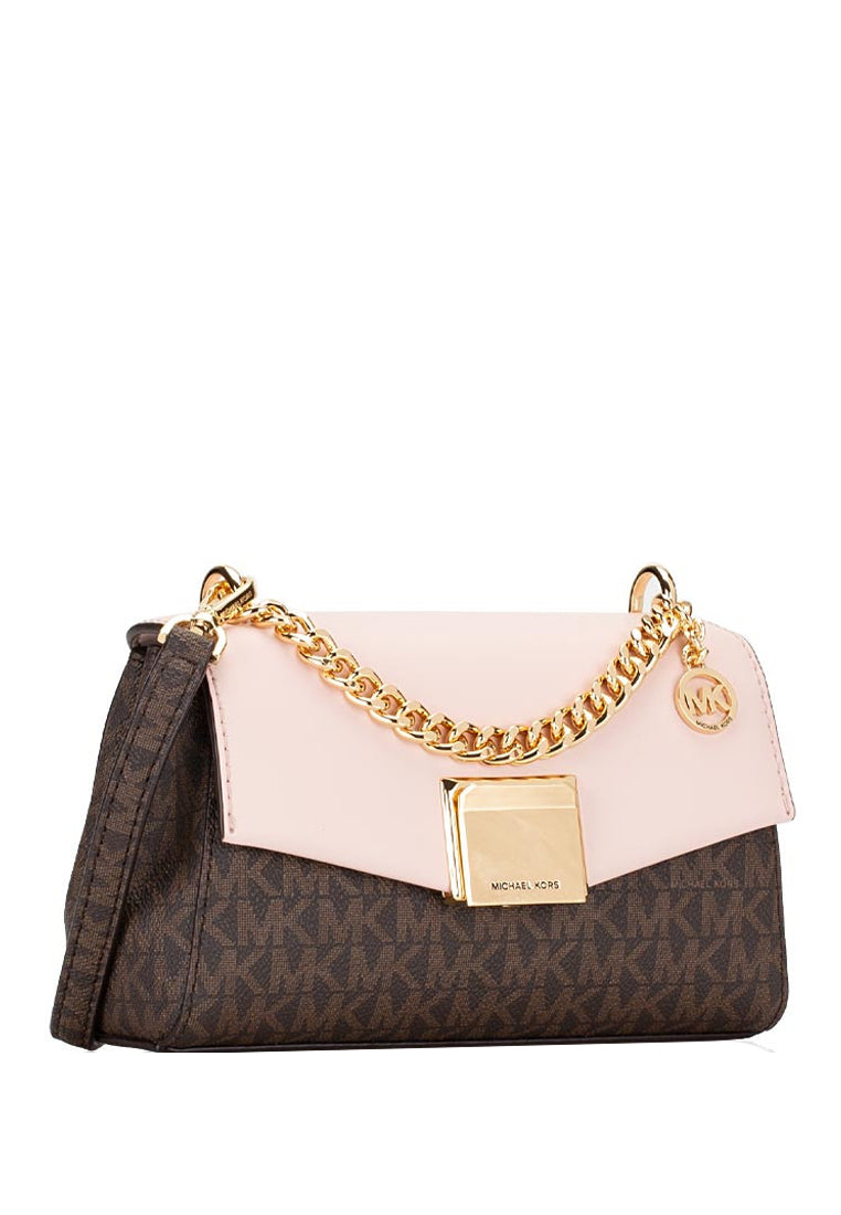 Michael Kors Lita Small Leather Crossbody Bag - Dark Brown/Powder Blush