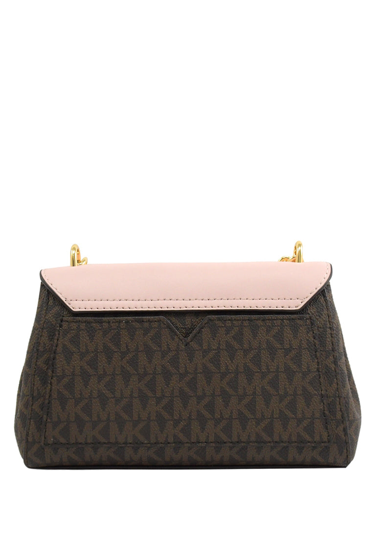 Michael Kors Lita Small Leather Crossbody Bag - Dark Brown/Powder Blush