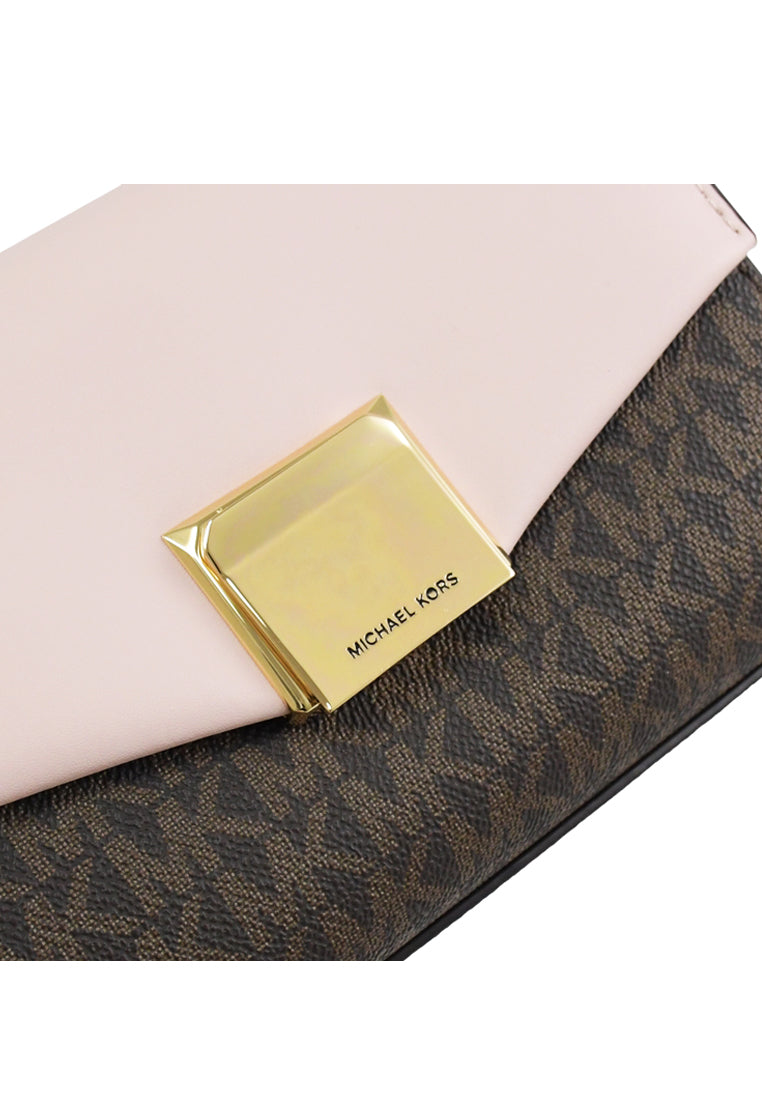 Michael Kors Lita Small Leather Crossbody Bag - Dark Brown/Powder Blush