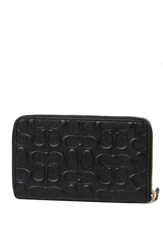 Coach Medium ID Zip Wallet In Signature Leather - Black