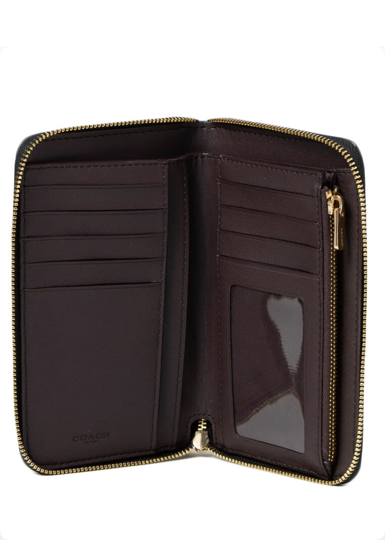 Coach Medium ID Zip Wallet In Signature Leather - Black