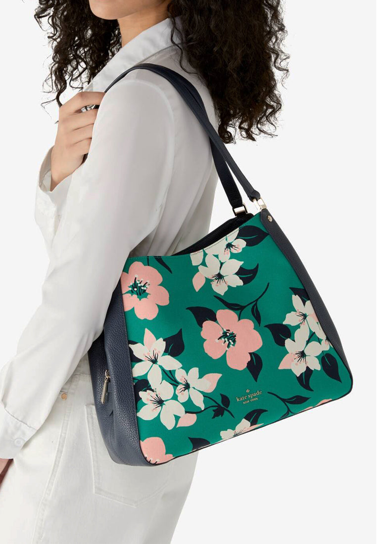 Kate Spade Leila Medium Triple Compartment Floral Shoulder Bag - Green