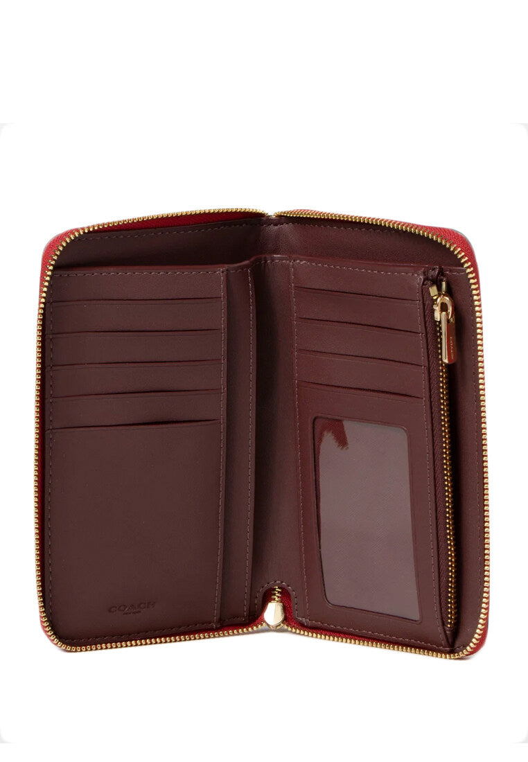 Coach Medium ID Zip Wallet In Signature Leather - Red