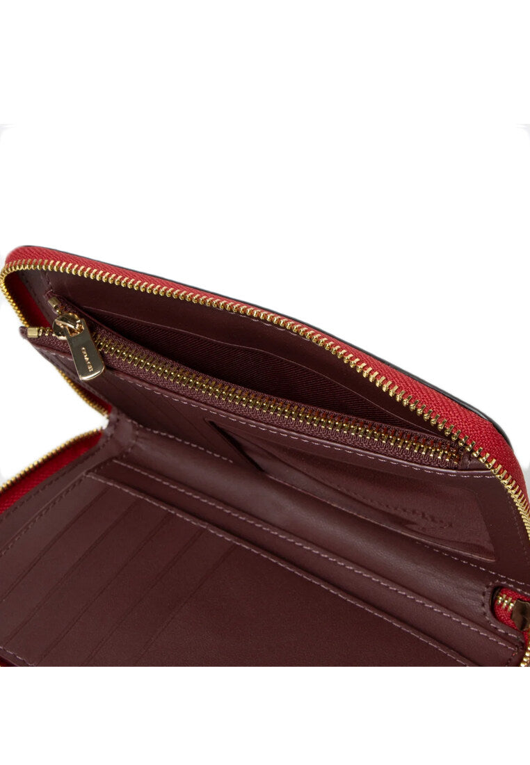 Coach Medium ID Zip Wallet In Signature Leather - Red