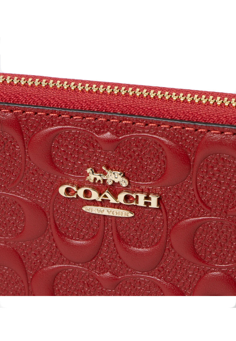 Coach Medium ID Zip Wallet In Signature Leather - Red