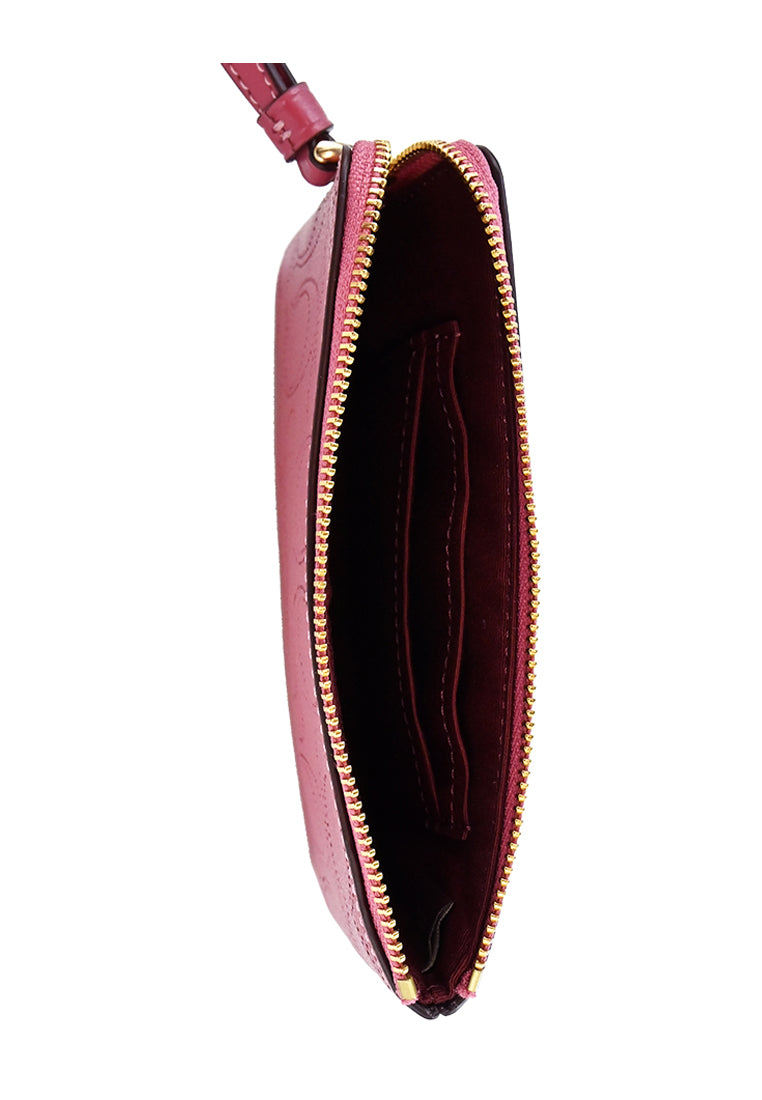 Coach Perforated Signature Leather Small Corner Zip Wristlet - Rouge