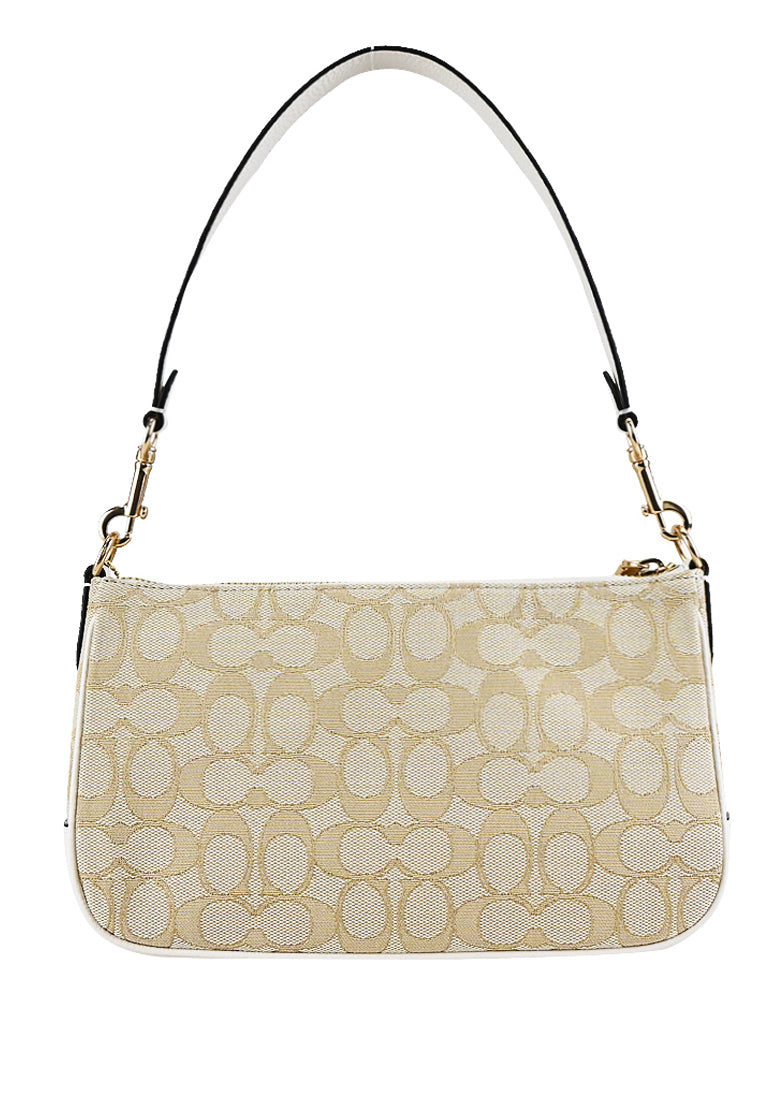 Coach Lonnie Baguette In Signature Jacquard - Light Brown/White