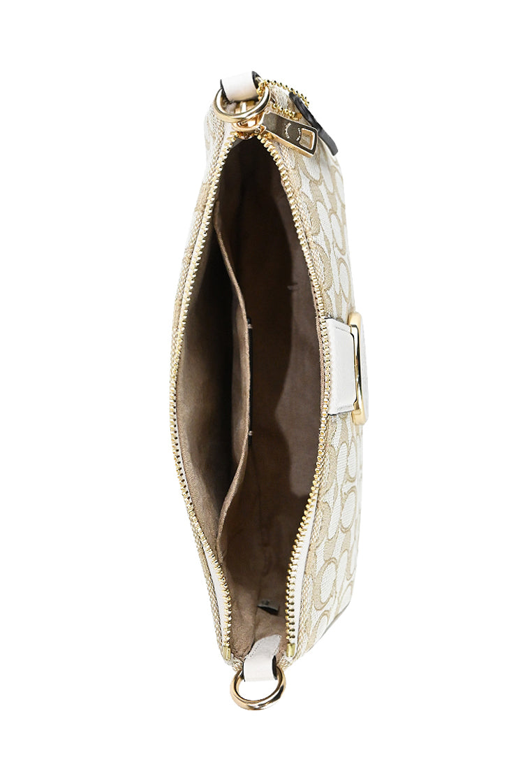 Coach Lonnie Baguette In Signature Jacquard - Light Brown/White