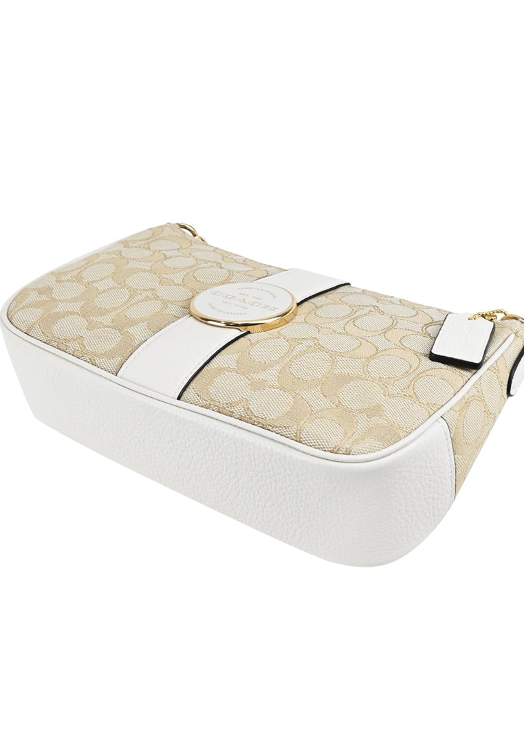 Coach Lonnie Baguette In Signature Jacquard - Light Brown/White