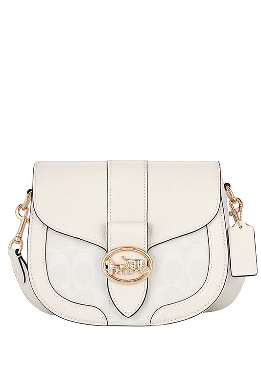 Coach Georgie Saddle Bag In Signature Canvas - White
