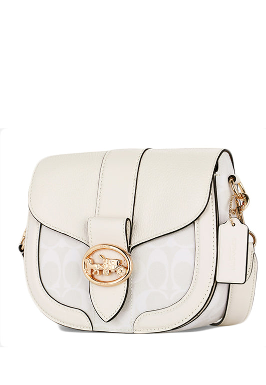 Coach Georgie Saddle Bag In Signature Canvas - White