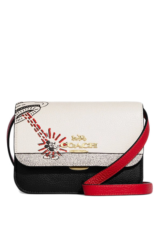 Coach Disney Mickey Mouse X Keith Haring Mini Brynn Crossbody Bag - White