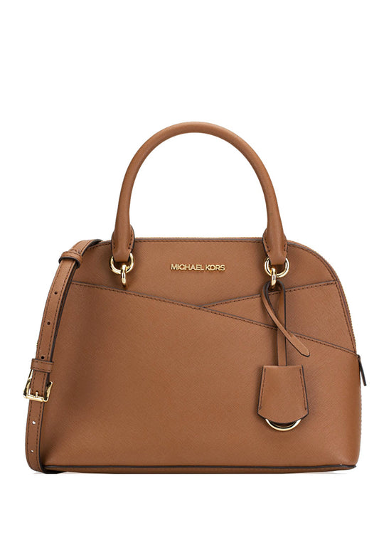 Michael Kors Jet Set Travel Medium Saffiano Leather Dome Satchel - Brown