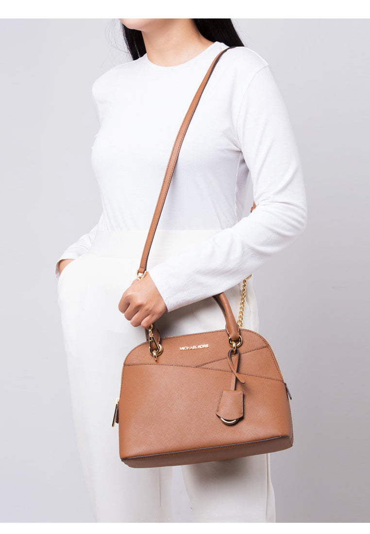 Michael Kors Jet Set Travel Medium Saffiano Leather Dome Satchel - Brown