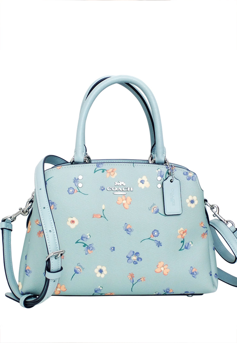 Coach Mini Lillie Carryall With Mystical Floral Print - Light Teal/Multi