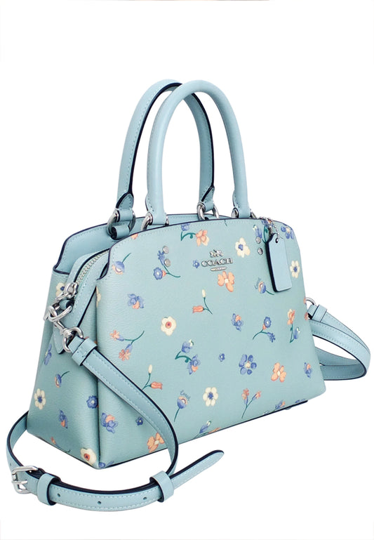 Coach Mini Lillie Carryall With Mystical Floral Print - Light Teal/Multi