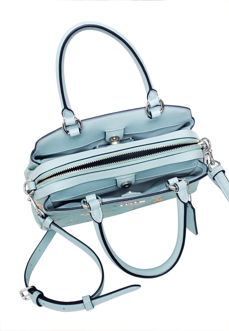 Coach Mini Lillie Carryall With Mystical Floral Print - Light Teal/Multi