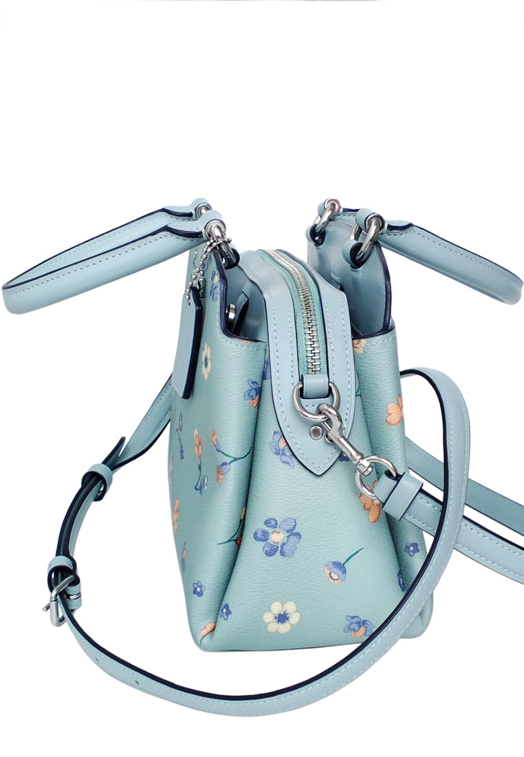 Coach Mini Lillie Carryall With Mystical Floral Print - Light Teal/Multi