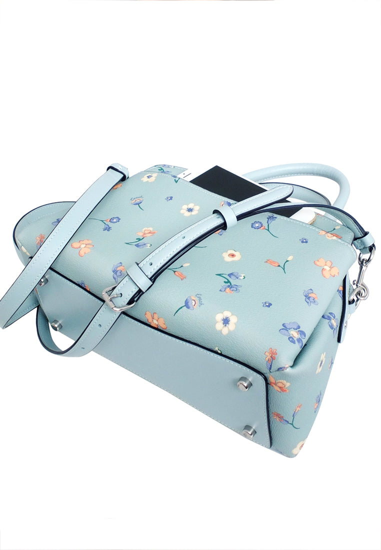 Coach Mini Lillie Carryall With Mystical Floral Print - Light Teal/Multi