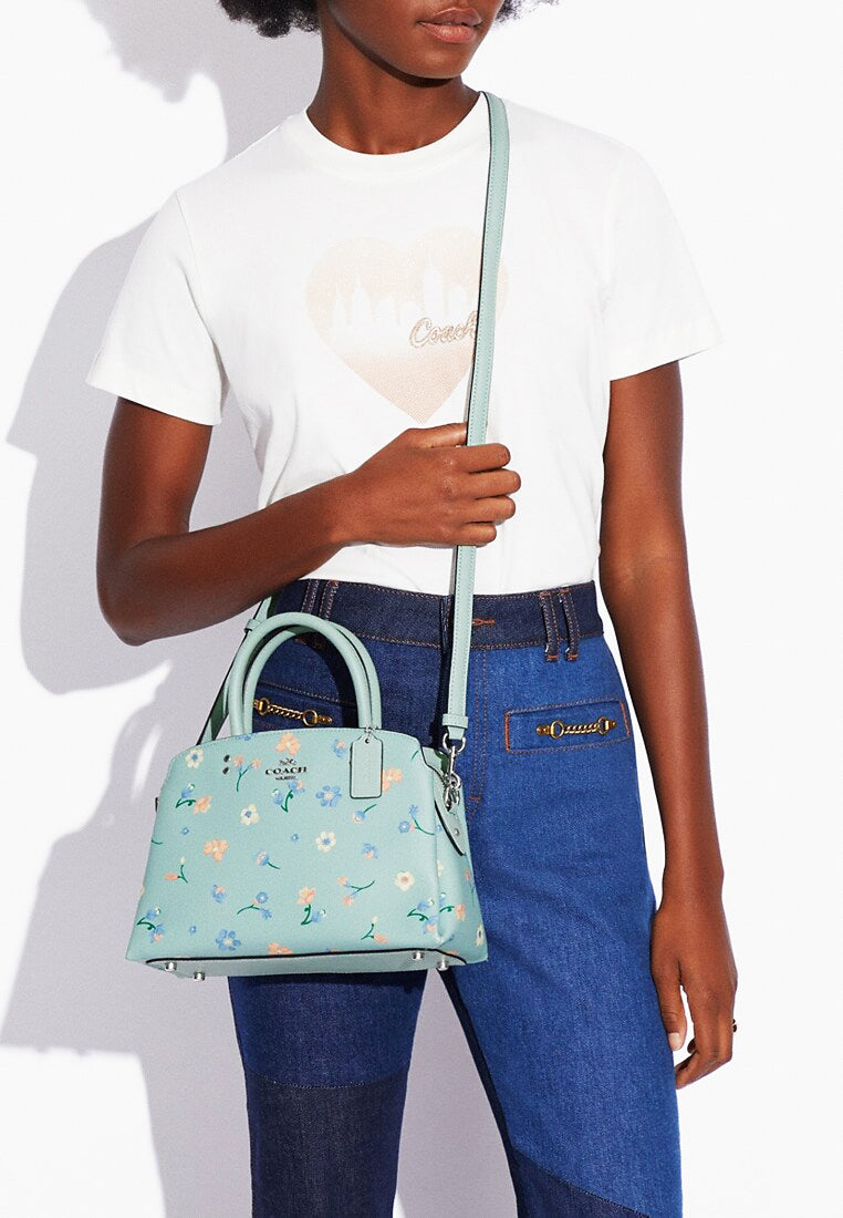 Coach Mini Lillie Carryall With Mystical Floral Print - Light Teal/Multi