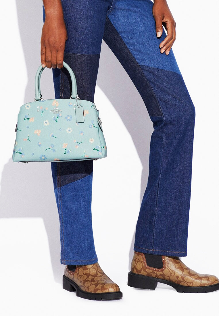 Coach Mini Lillie Carryall With Mystical Floral Print - Light Teal/Multi