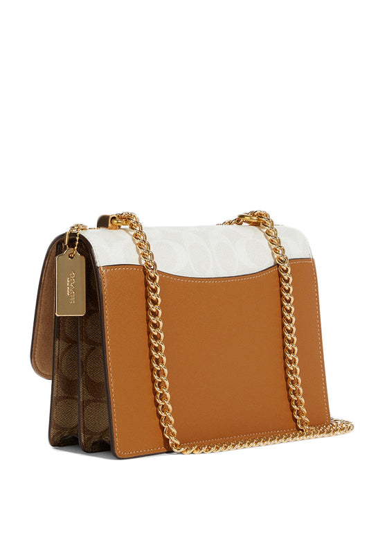Coach Klare Crossbody In Blocked Signature Canvas - White/Light Brown