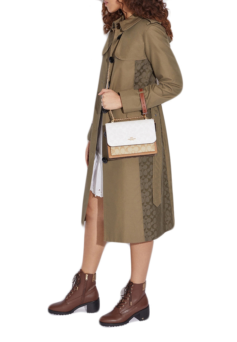 Coach Klare Crossbody In Blocked Signature Canvas - White/Light Brown