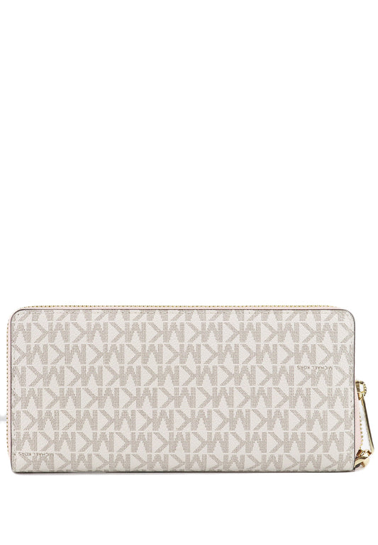 Michael Kors Jet Set Travel Signature Zip Around Continental Wallet - Vanilla/Powder Blush