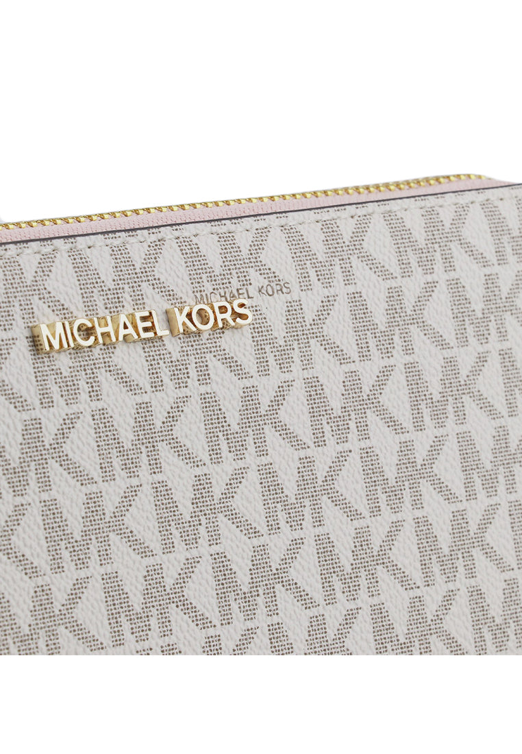 Michael Kors Jet Set Travel Signature Zip Around Continental Wallet - Vanilla/Powder Blush