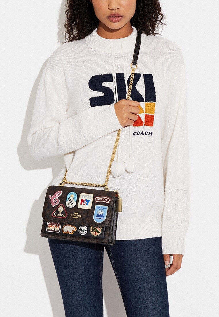 Coach Klare Crossbody in Signature Canvas With Ski Patches - Brown