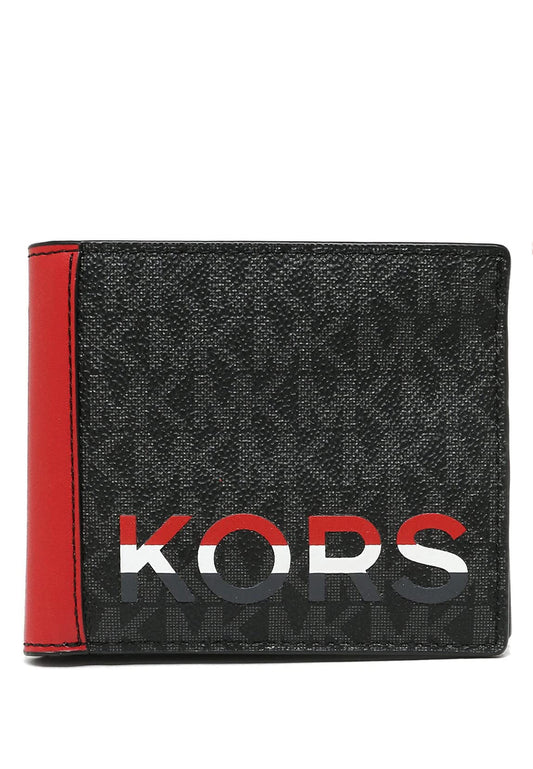 Michael Kors Mens Cooper Signature Billfold Wallet - Black/Red