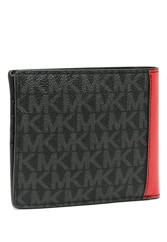 Michael Kors Mens Cooper Signature Billfold Wallet - Black/Red