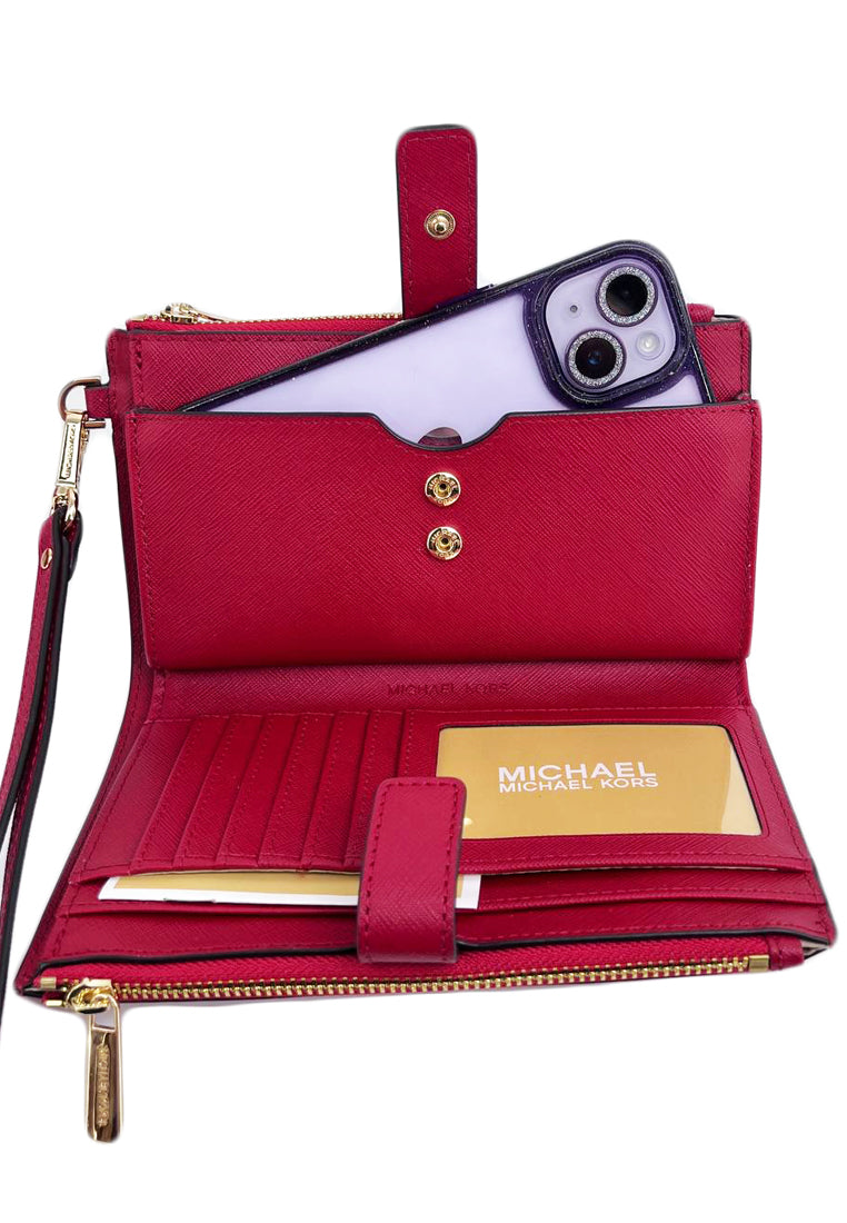 Michael Kors Jet Set Travel Large Double Zip Wristlet - Red
