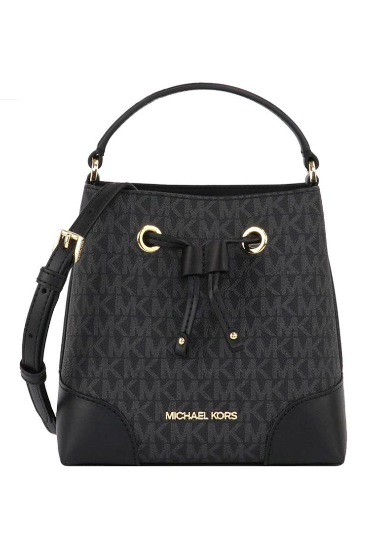 Michael Kors Mercer Small Logo Signature Bucket Bag - Black