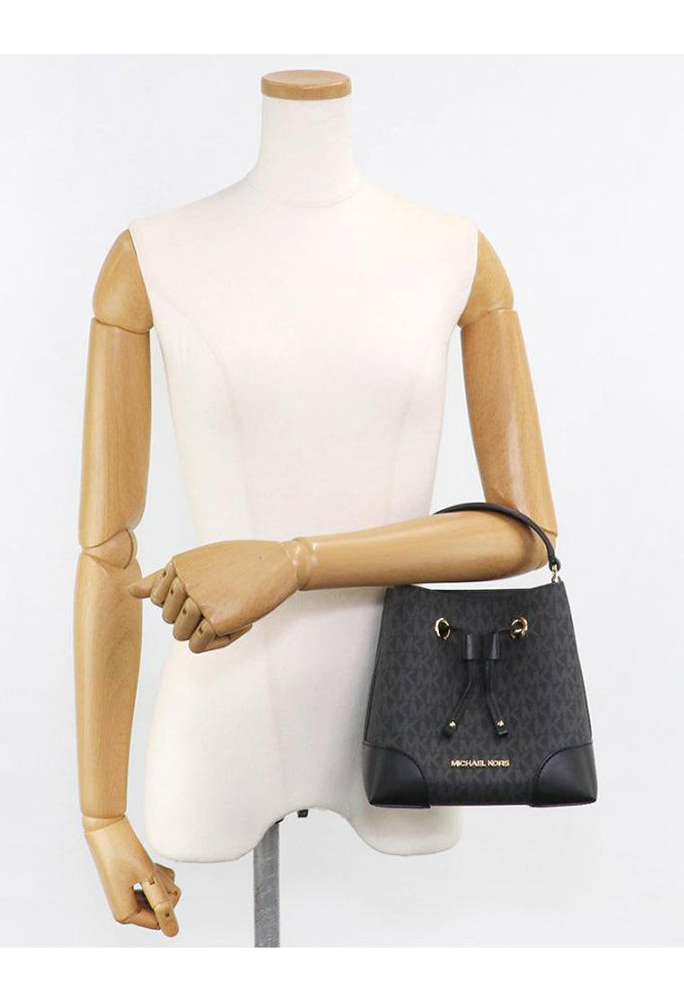 Michael Kors Mercer Small Logo Signature Bucket Bag - Black
