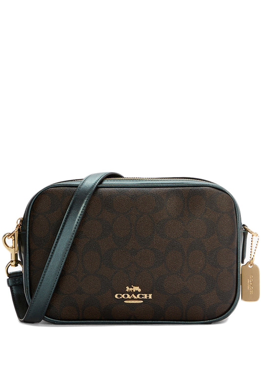Coach Jes Crossbody In Signature Canvas - Dark Brown/Metallic Ivy