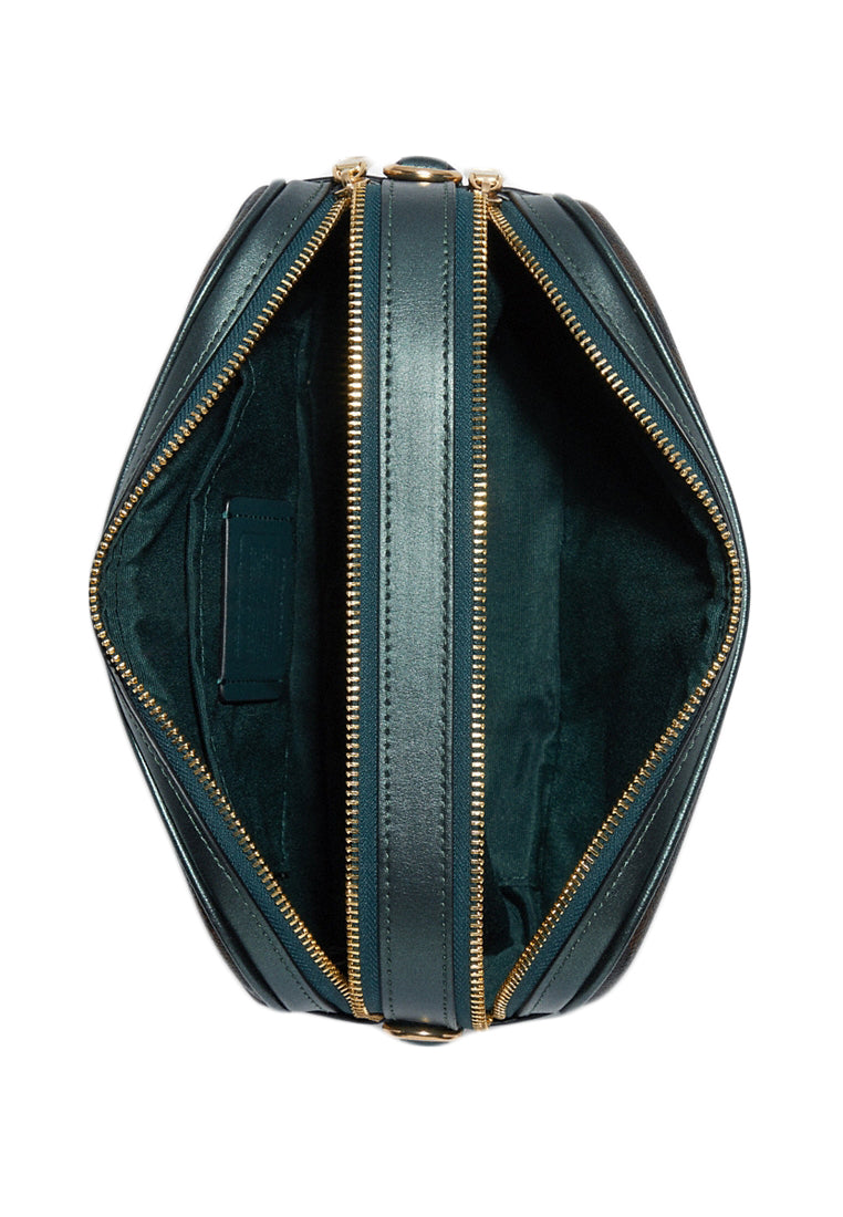 Coach Jes Crossbody In Signature Canvas - Dark Brown/Metallic Ivy
