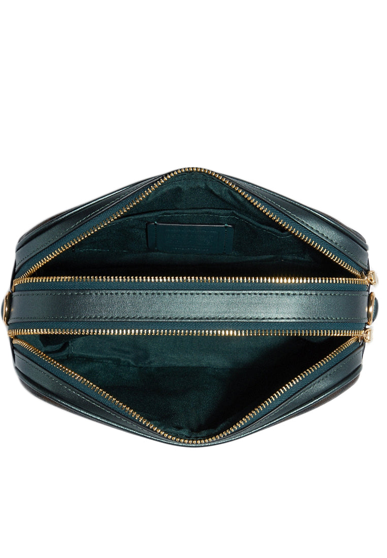 Coach Jes Crossbody In Signature Canvas - Dark Brown/Metallic Ivy