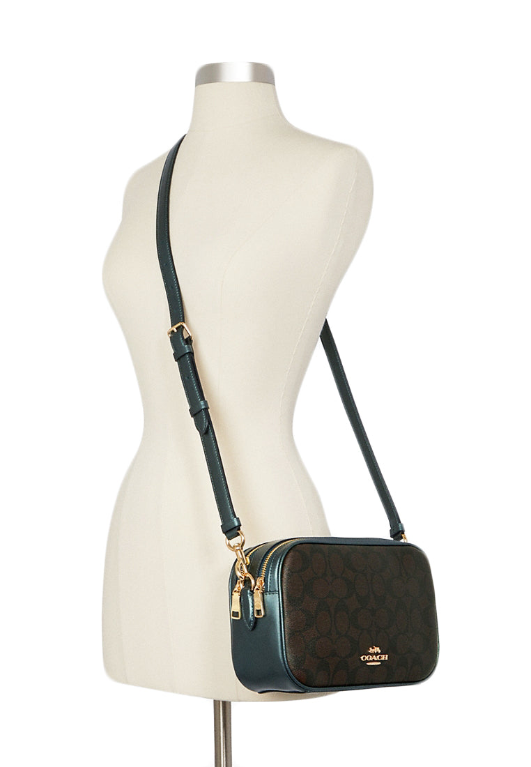 Coach Jes Crossbody In Signature Canvas - Dark Brown/Metallic Ivy