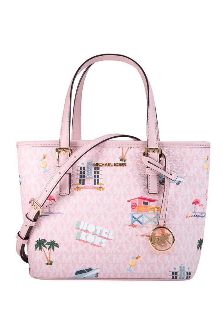 Michael Kors Jet Set Travel Extra-Small Signature Top-Zip Tote Bag - Powder Blush
