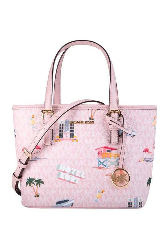 Michael Kors Jet Set Travel Extra-Small Signature Top-Zip Tote Bag - Powder Blush