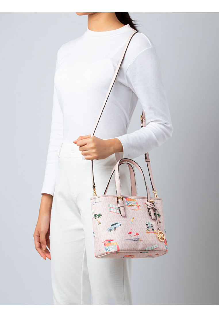 Michael Kors Jet Set Travel Extra-Small Signature Top-Zip Tote Bag - Powder Blush