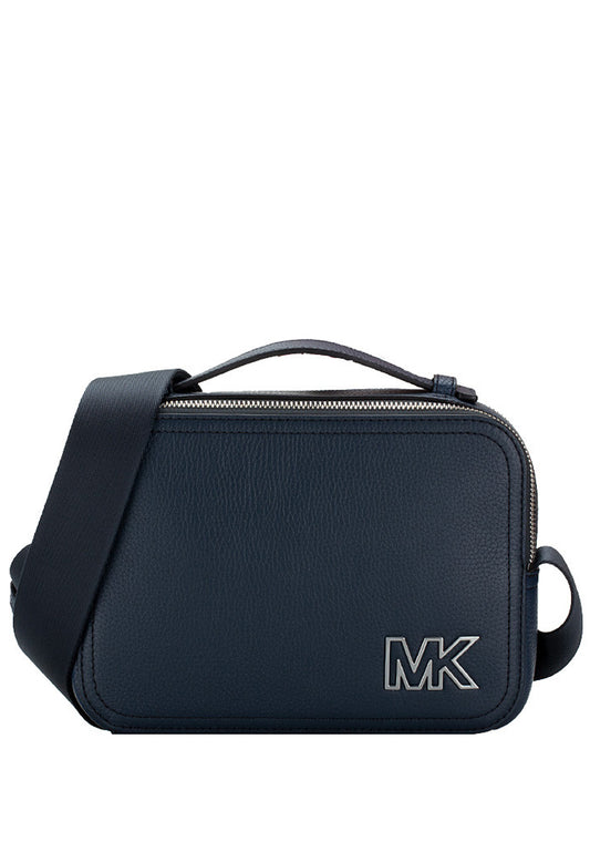Michael Kors Mens Cooper Pebbled Leather Crossbody Bag - Navy