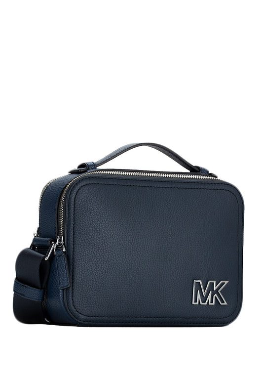Michael Kors Mens Cooper Pebbled Leather Crossbody Bag - Navy