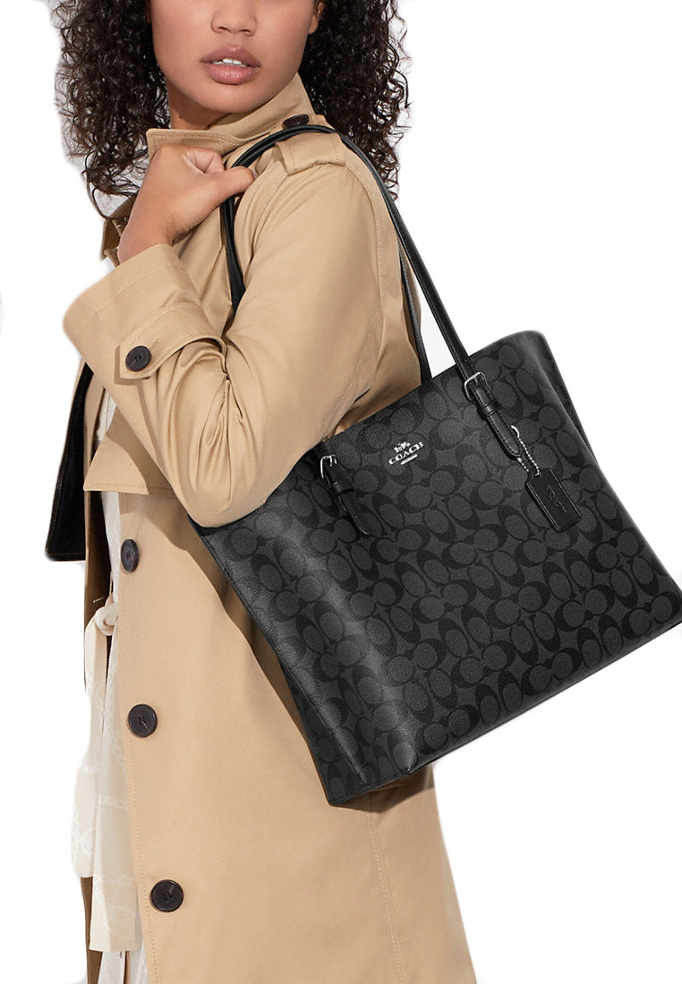 Coach Mollie Tote In Signature Canvas - Black