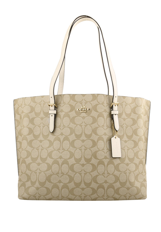 Coach Mollie Tote In Signature Canvas - Light Brown/White