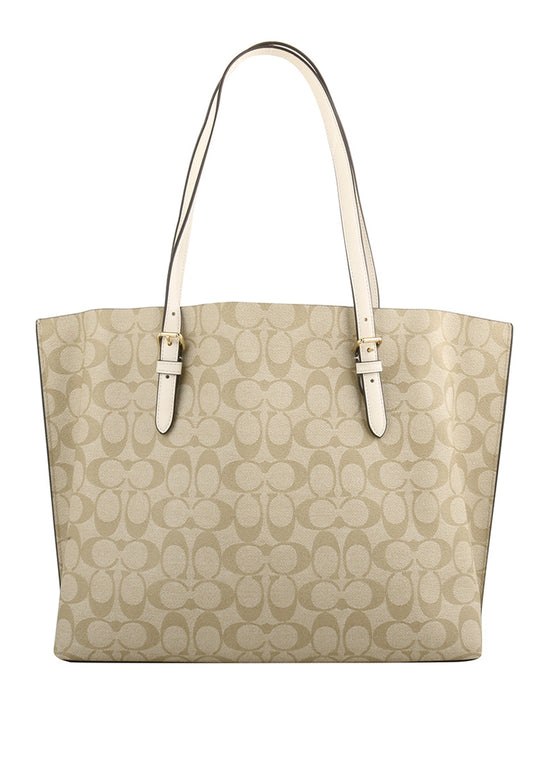 Coach Mollie Tote In Signature Canvas - Light Brown/White