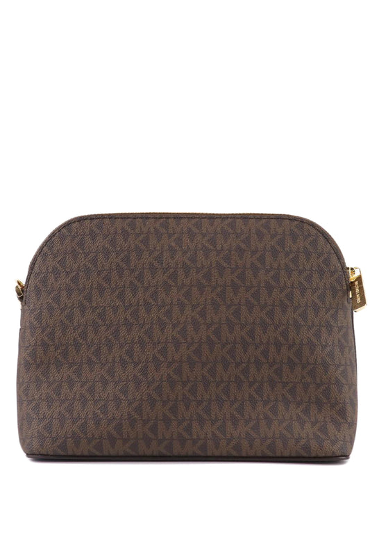 Michael Kors Jet Set Travel Medium Logo Dome Crossbody Bag In Signature - Dark Brown