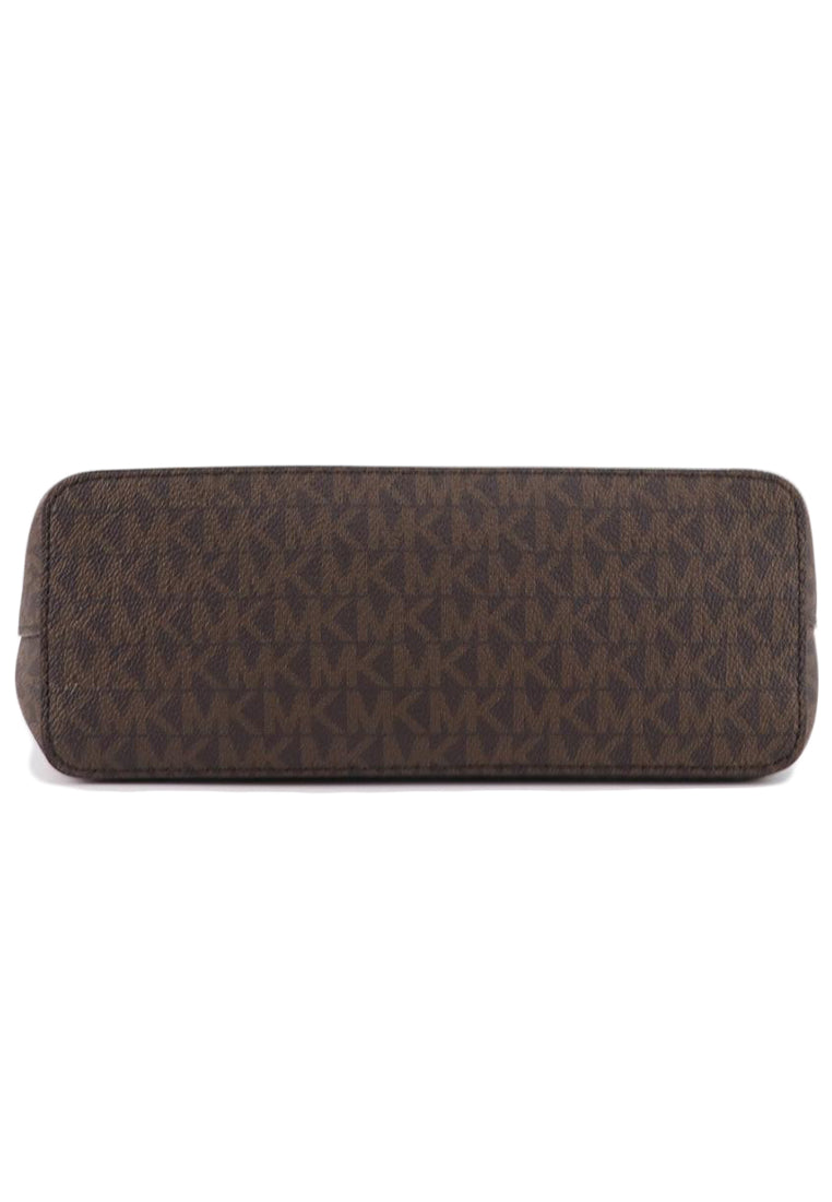 Michael Kors Jet Set Travel Medium Logo Dome Crossbody Bag In Signature - Dark Brown